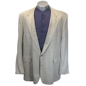 mens tan Cricketeer Silk blazer‎ jacket sport suit coat two button classic 48 L